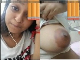 Exclusive video of a pretty girl showing off her boobs on video call