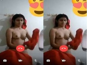 Pretty girl flaunts her breasts and intimate area on video call
