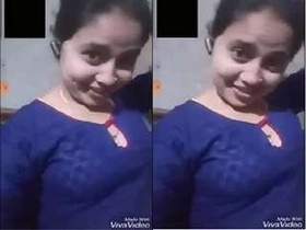 Horny girl shows her tits and pussy on video call