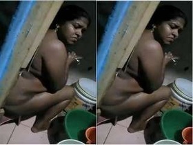 Tamil wife takes a bath in public