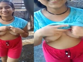 Country girl flaunts her natural breasts for her boyfriend