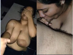 Exclusive video of a busty girl giving a sensual blowjob to her partner