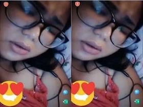 Pretty girl from India flaunts her breasts during video call