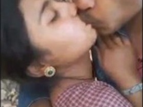 Romantic outdoor encounter between a village lover