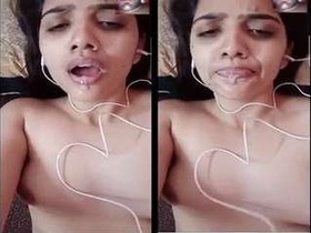 Indian woman flaunts her breasts and genitals for her partner