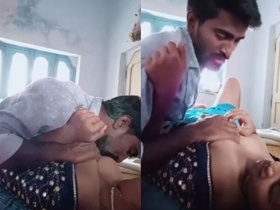 Marathi wife enjoys boob play with colleague