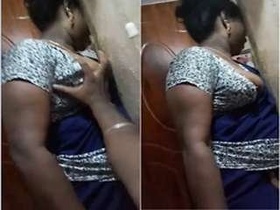 Tamil maid's big breasts pressed by house owner