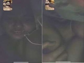 Desi shy girl flaunts her breasts in a video call
