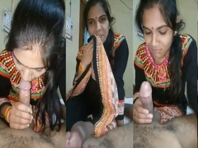 Hot Indian wife gives a blowjob to her husband on camera