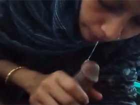 Indian village bhabi gives a blowjob to her neighbor in a village