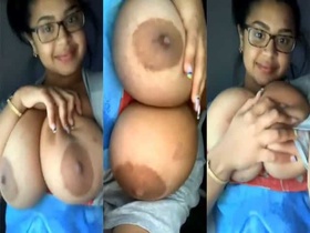 Busty beauty shows off her natural tits in MMS video