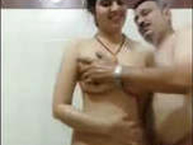 Wife and husband have passionate bathroom sex in video