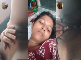 A lonely Indian woman pleasuring herself during a video call with her partner