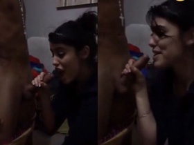 Wild girl pleasures her lover with his member