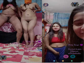 Lesbian lovers strip down and show off their bodies