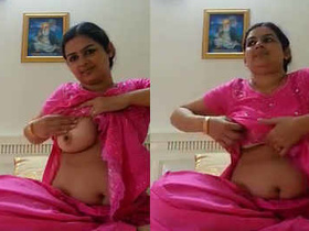 Sexy Punjabi nurse in pink salwar kameez takes a selfie and moans