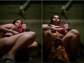 Indian wife displays her large buttocks and breasts