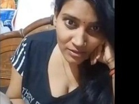 Desi bhabhi's video call with boyfriend features her big tits and pussy in Hindi audio