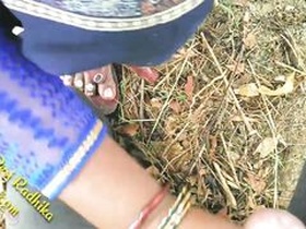 Radhika's natural hairy pussy gets some outdoor action