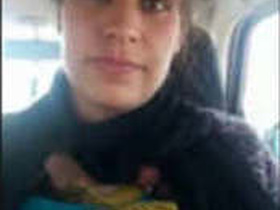 Indian babe shows off her oral and vaginal skills in a car