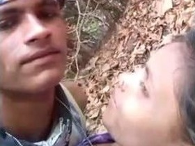 Young couple has sex in the jungle