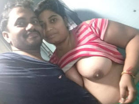 Desi couple flaunts their breasts in a video call