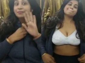 Big boobed Indian girl seducing her boyfriend with love