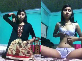 Cute Desi girl gives a blowjob and fingering