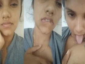Indian girl flaunts her big boobs in a steamy selfie video