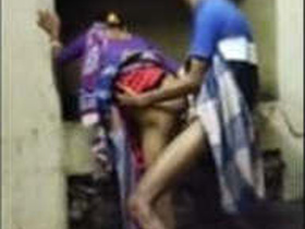 Innocent aunty in saree gets pounded from behind