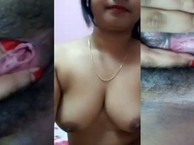 Bengali girl shows her hairy pussy and small tits on selfie camera