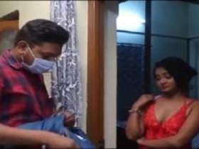 Indian couple enjoys sensual foreplay with salesman in lockdown
