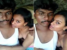 Indian village girl gets naughty with her lover's boobs