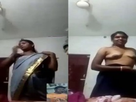 Tamil wife's nude video in saree and blouse
