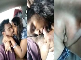 Indian babe shows off her big tits in car MMS video