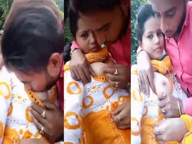Indian girl sucking boobs outdoors and posting MMS online