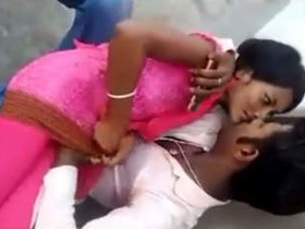 Indian couple teen enjoy outdoor romance