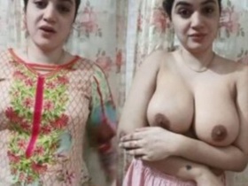 Stunning Indian girl flaunts her big natural breasts and pussy