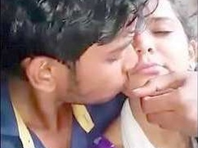Desi couple enjoys a passionate kissing session in the countryside