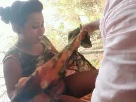 Indian girl gives her lover a wild ride in the forest