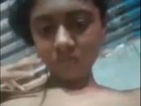 Cute girl performs on video chat