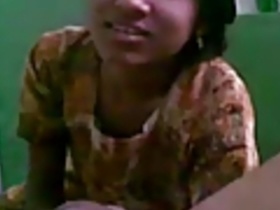 Cute Indian teen pleasures big wood with her mouth