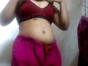 A woman shows her lover her body in the bathroom