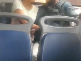 Public handjob: A man gives a handjob on the bus