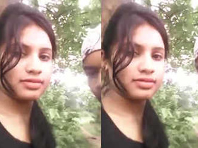 Excited Indian girl Garima records a blue video of herself alone