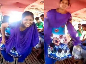An Indian girl starts dancing in desi attire