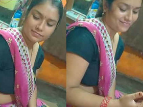 Shweta Sharma, a hot housewife, flaunts her cleavage and navel at home