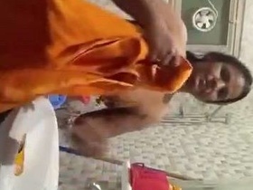 Indian auntie takes nude selfies in the bathroom