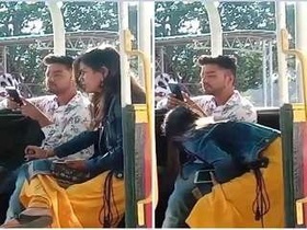 Sexy Indian babe gives a blowjob in public