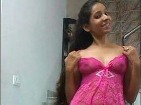 Indian babe masturbates and strips naked at home